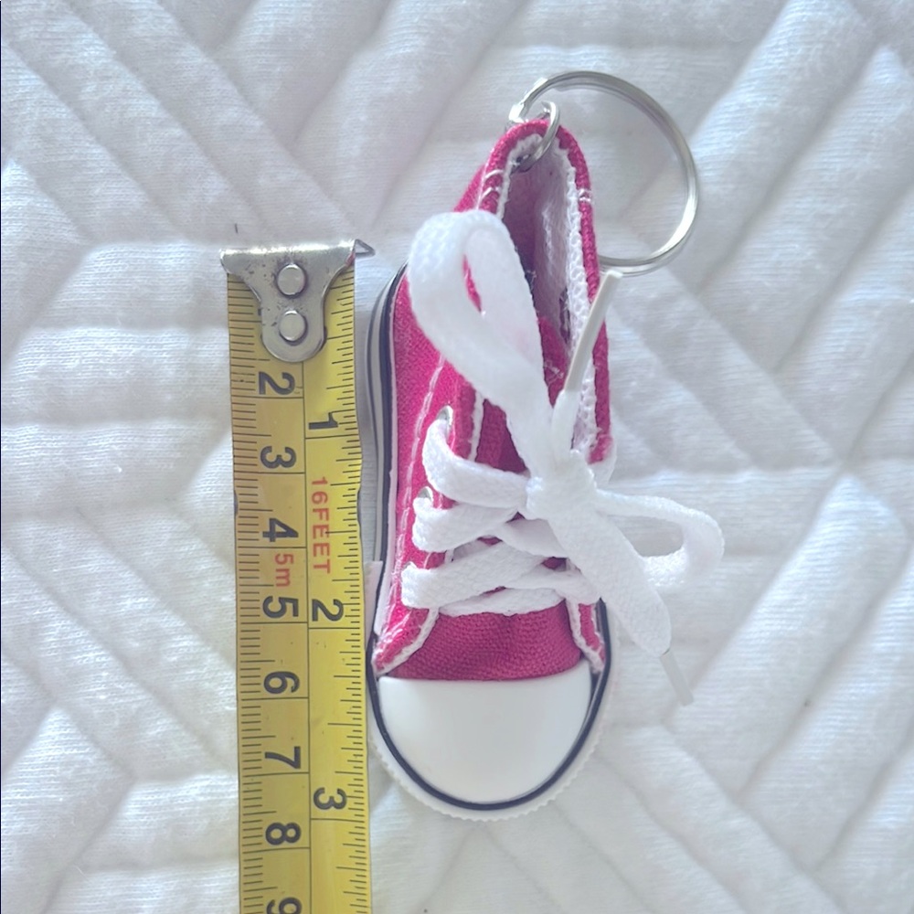 Pink Canvas Sneaker Keychain Purse Charm NWOT - Picture 4 of 4